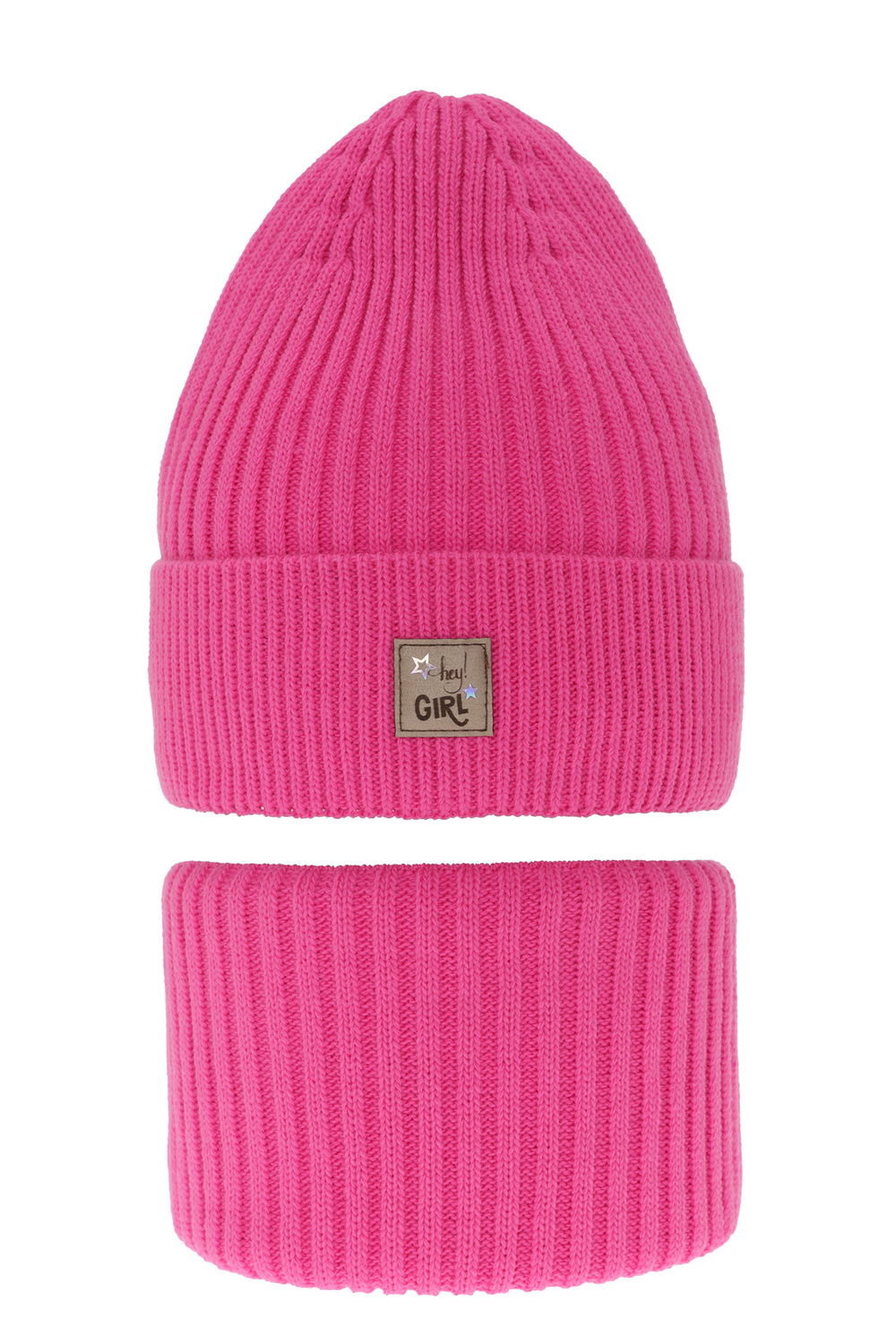 Set de iarnă pentru fete: căciulă și fular circular roz Georgina