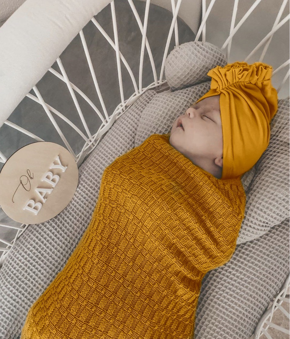 Pătură din bambus pentru bebeluși muștar Misio