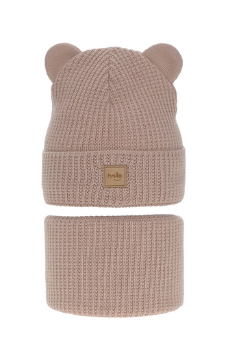 Set de iarnă pentru fete: căciulă și fular circular roz Harper