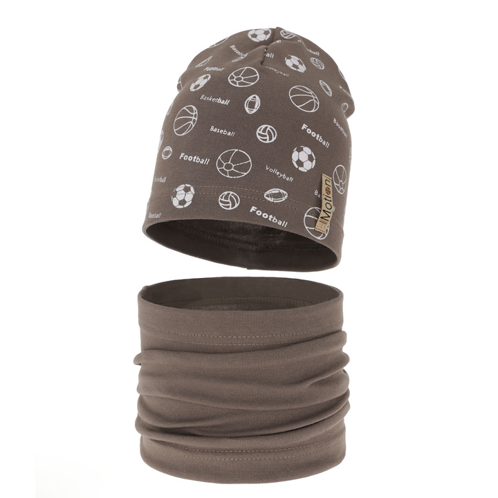 Set primăvară-toamnă pentru băieți: Căciulă și fular circular maro Paolo