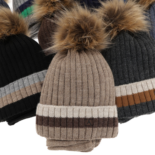 Set de iarnă pentru băieți: Căciulă și fular circular negru Beno