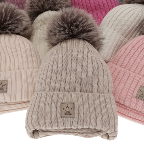 Set de iarnă pentru fete: căciulă și fular circular violet, 100% lână merino extra fină, căptușită cu polar din lână Martina