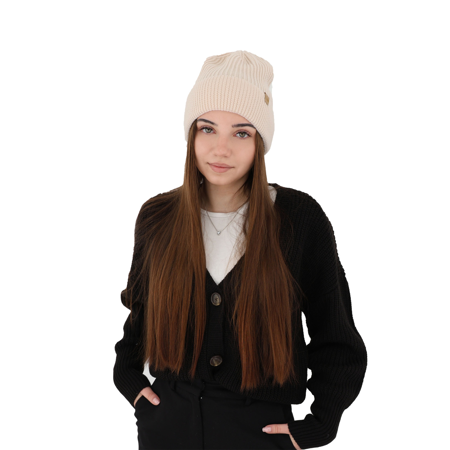 Căciulă de iarnă pentru femei, roz, 100% lână merino, Isla