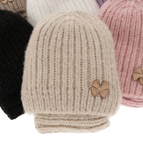 Set de iarnă pentru fete: căciulă și fular circular bej Ingrid