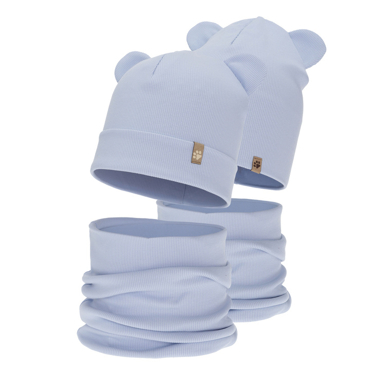 Set primăvară-toamnă pentru băieți: căciulă și fular circular, albastru deschis, Farim