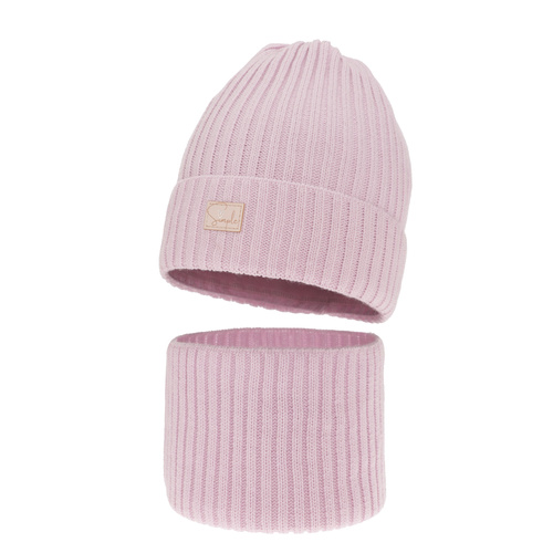 Set de iarnă pentru fete: căciulă și fular circular violet Tampa