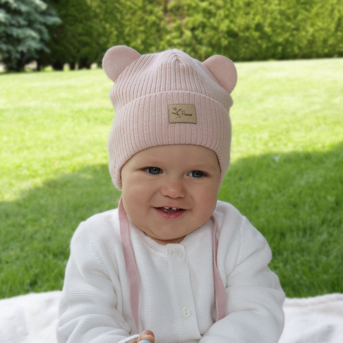 Căciulă de primăvară-toamnă pentru fete, cremă, cu urechi, Djona