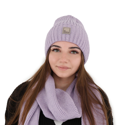 Caciula de iarna pentru femei violet din lână merino Benedetta