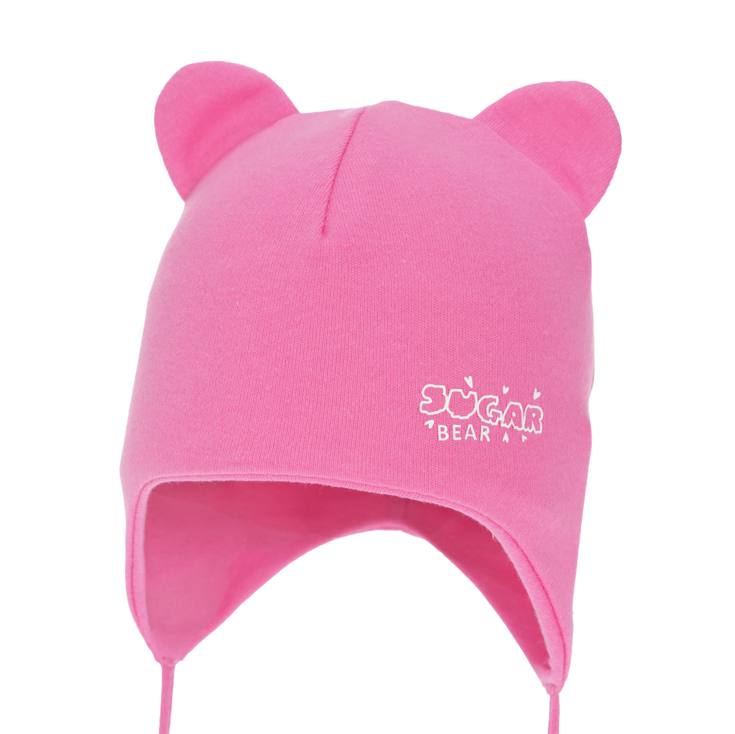 Căciulă de primăvară-toamnă pentru fete, roz, din bumbac, cu urechi, Kelda