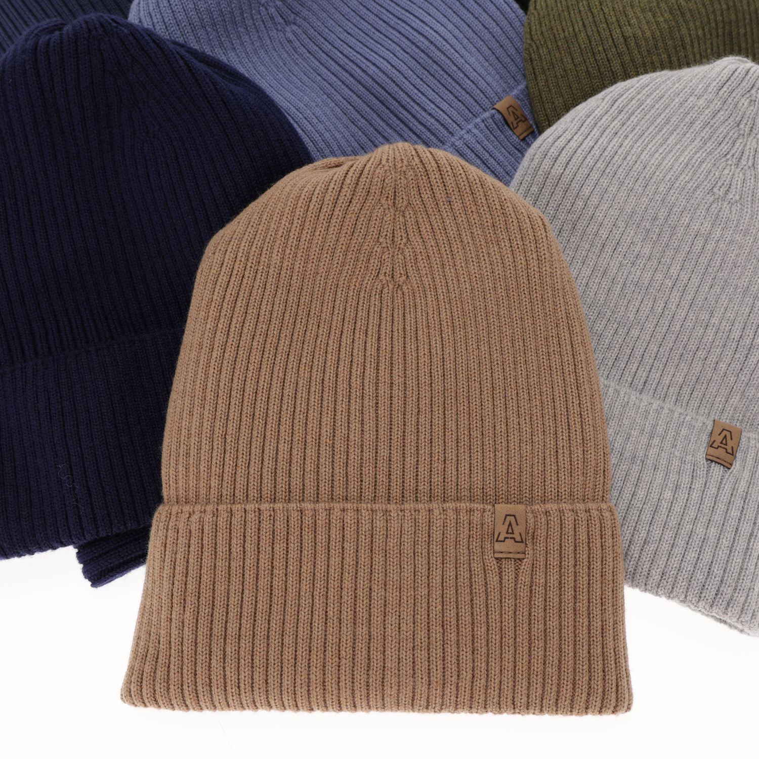 Set primăvară-toamnă pentru băieți: Căciulă și fular circular camel 100% lână merino extra fină Lemas