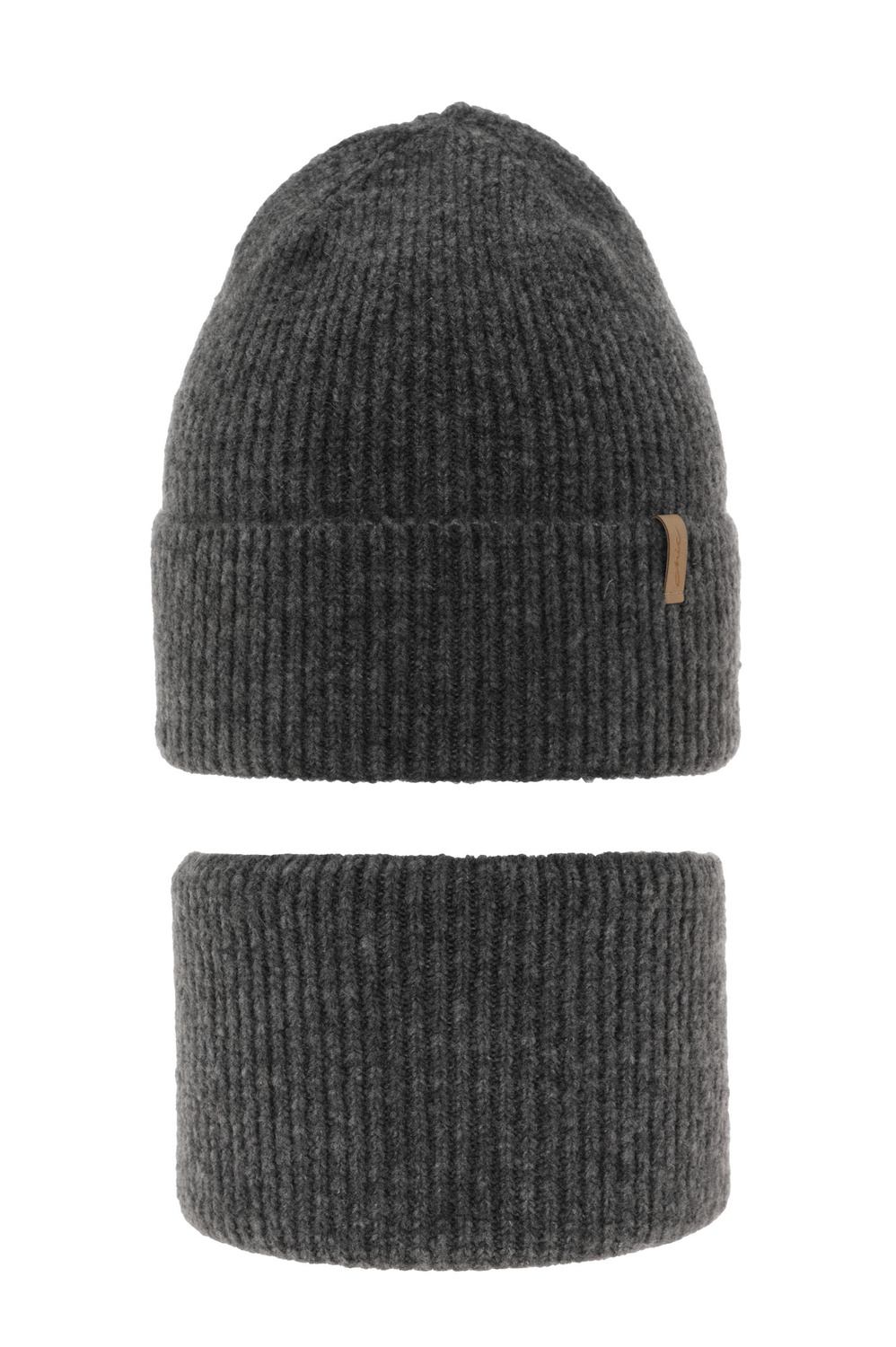 Set de iarnă pentru fete: căciulă și fular circular gri Edila