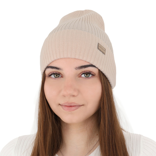 Căciulă  pentru femei primăvară/iarnă bej 100% lână merino extra fină Sophie