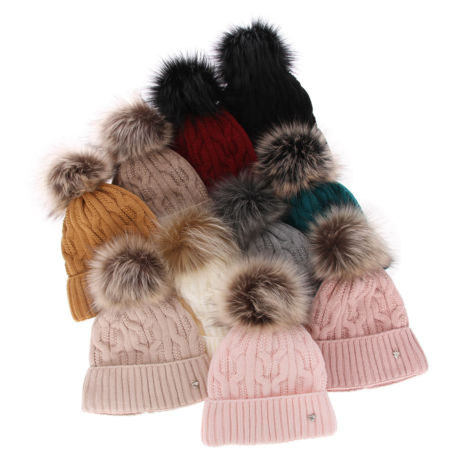 Căciulă de iarnă pentru femei gri cu pompon Laona