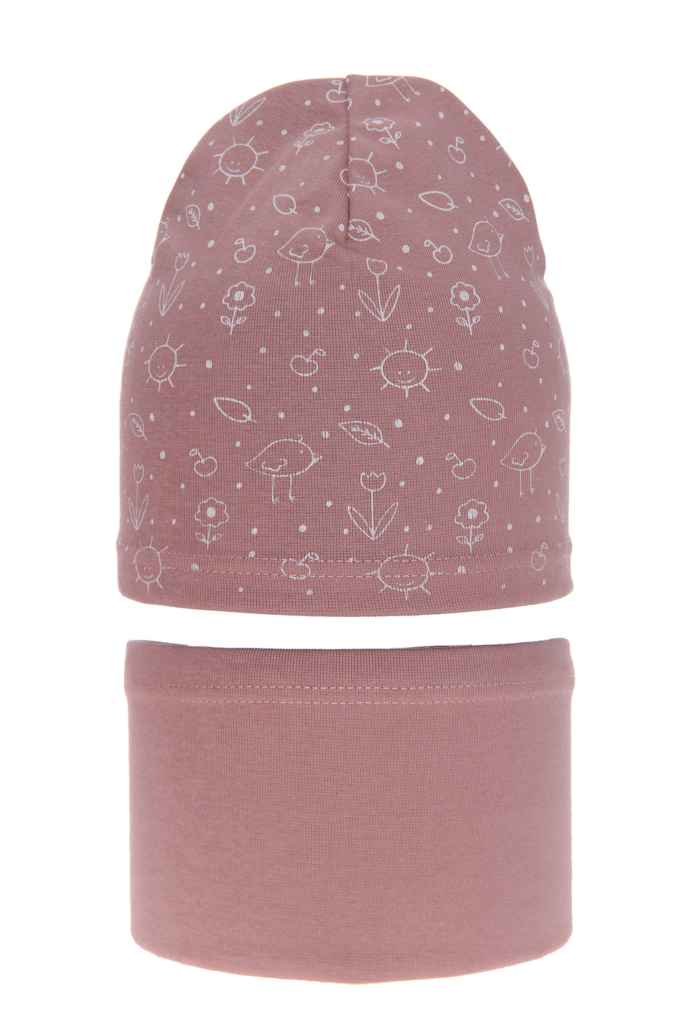 Set de primăvară-toamnă pentru fete bumbac: căciulă și fular circular roz Sesja