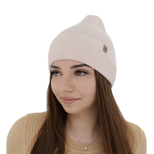 Căciulă de primăvară-toamnă pentru femei, roz deschis, lână merino cu cașmir, Alineta