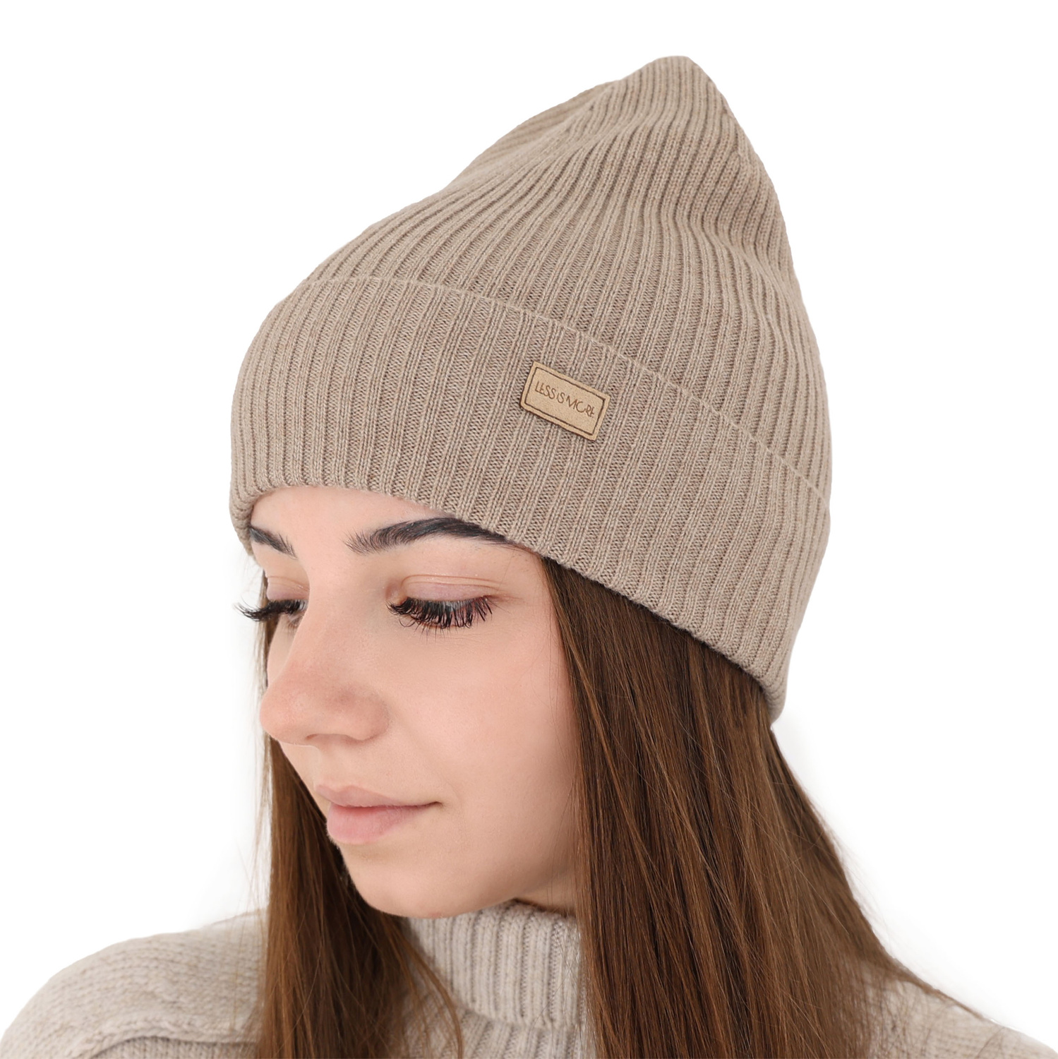 Căciulă  pentru femei primăvară/iarnă bej 100% lână merino extra fină Sophie