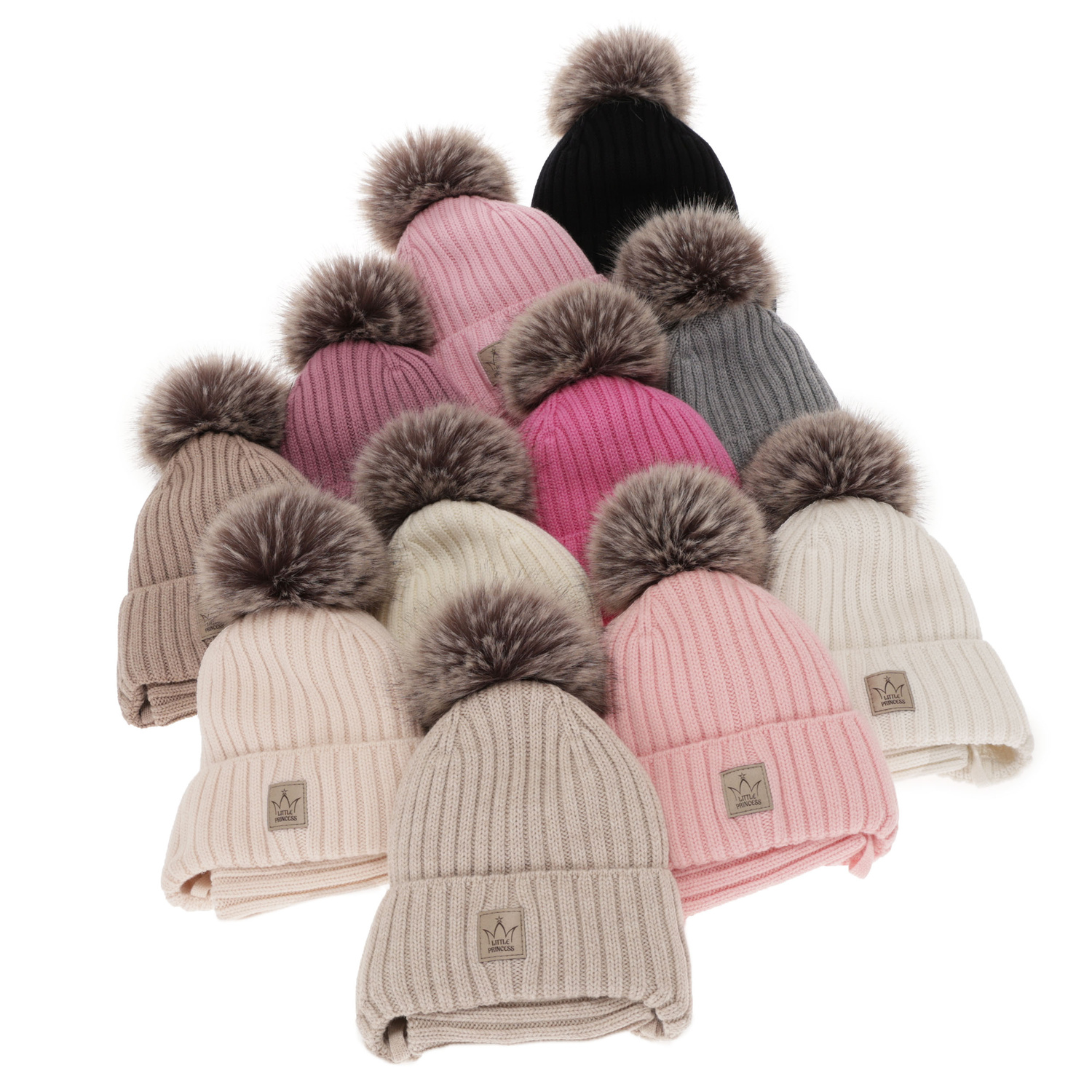 Set de iarnă pentru fete: căciulă și fular circular bej, 100% lână merino extra fină, căptușită cu polar din lână Martina