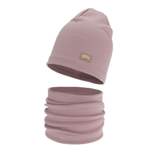 Set de primăvară-toamnă pentru fete: căciulă și fular circular, roz, bumbac, Torila