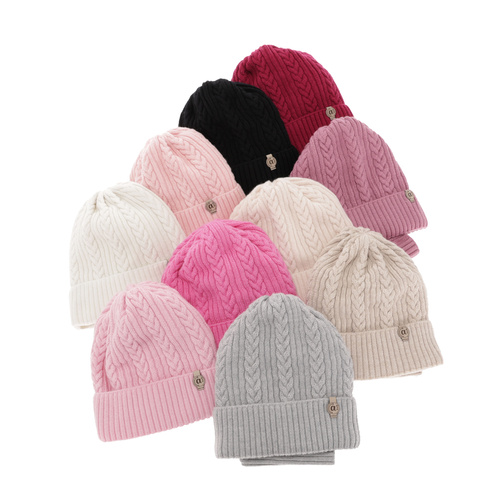 Set de iarnă pentru fete: căciulă și fular circular negru, 100% lână merino extra fină Jenny