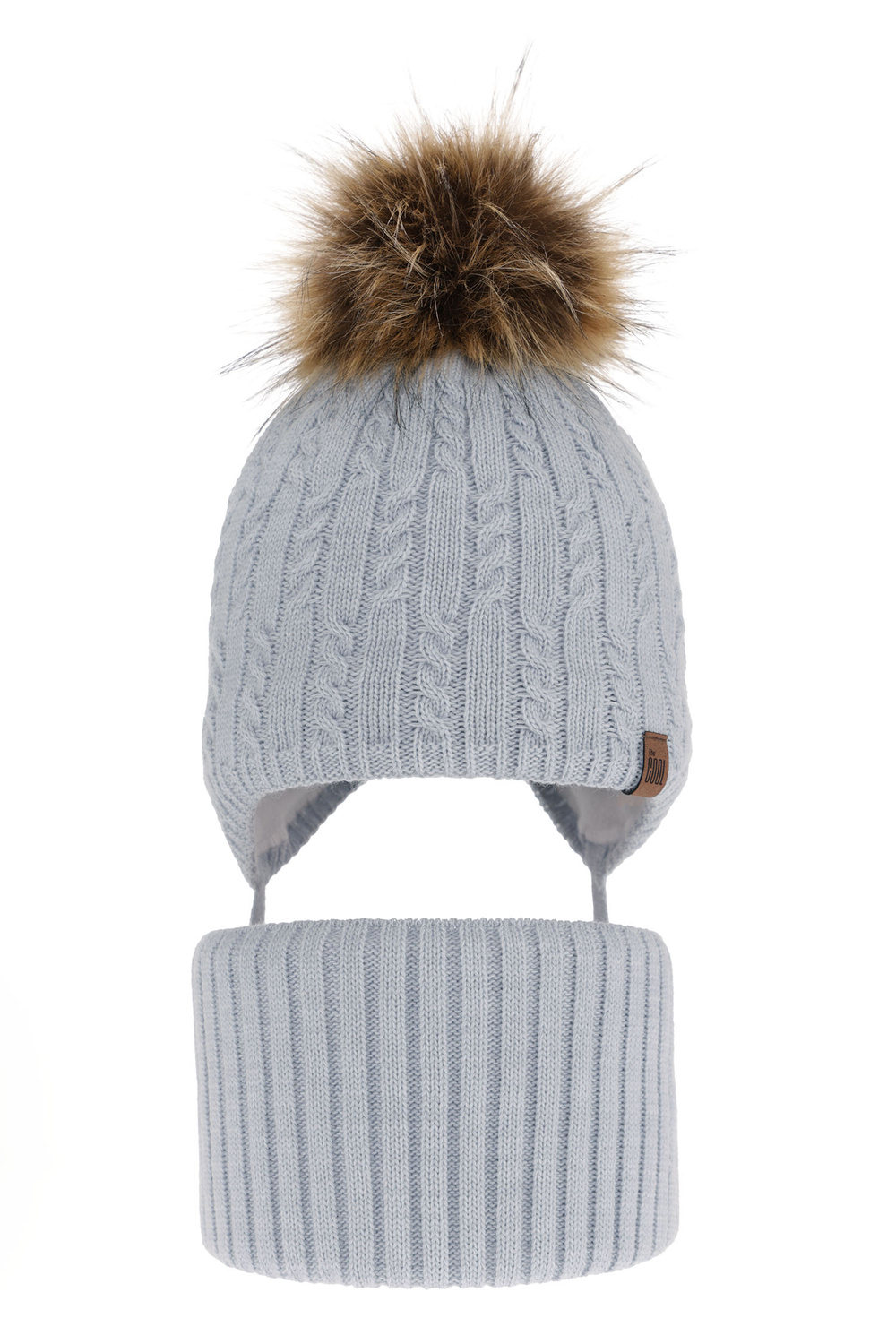 Set de iarnă pentru băieți: Căciulă și fular circular bleu cu pompon Indigo