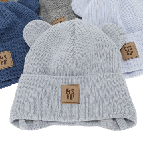 Căciulă de primăvară-toamnă pentru băieți, neagră, cu urechi Dewin