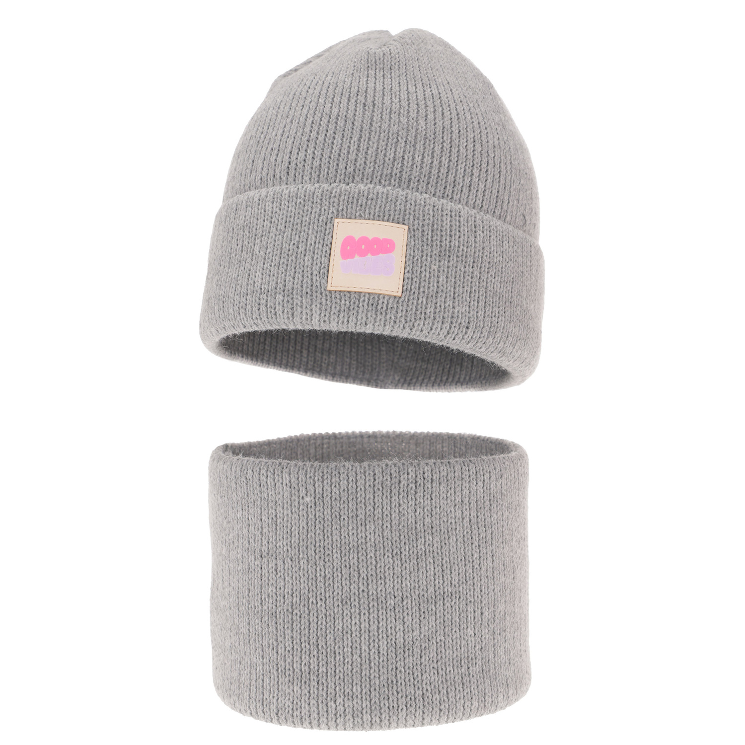 Set de iarnă pentru fete: căciulă și fular circular gri Josephin