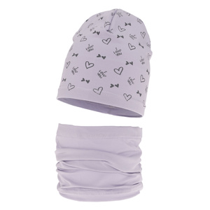 Set de primăvară-toamnă pentru fete bumbac: căciulă și fular circular violet Lovena