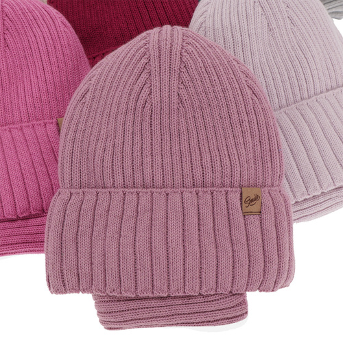 Set de iarnă pentru fete: căciulă și fular circular camel din lână merino Mesalia