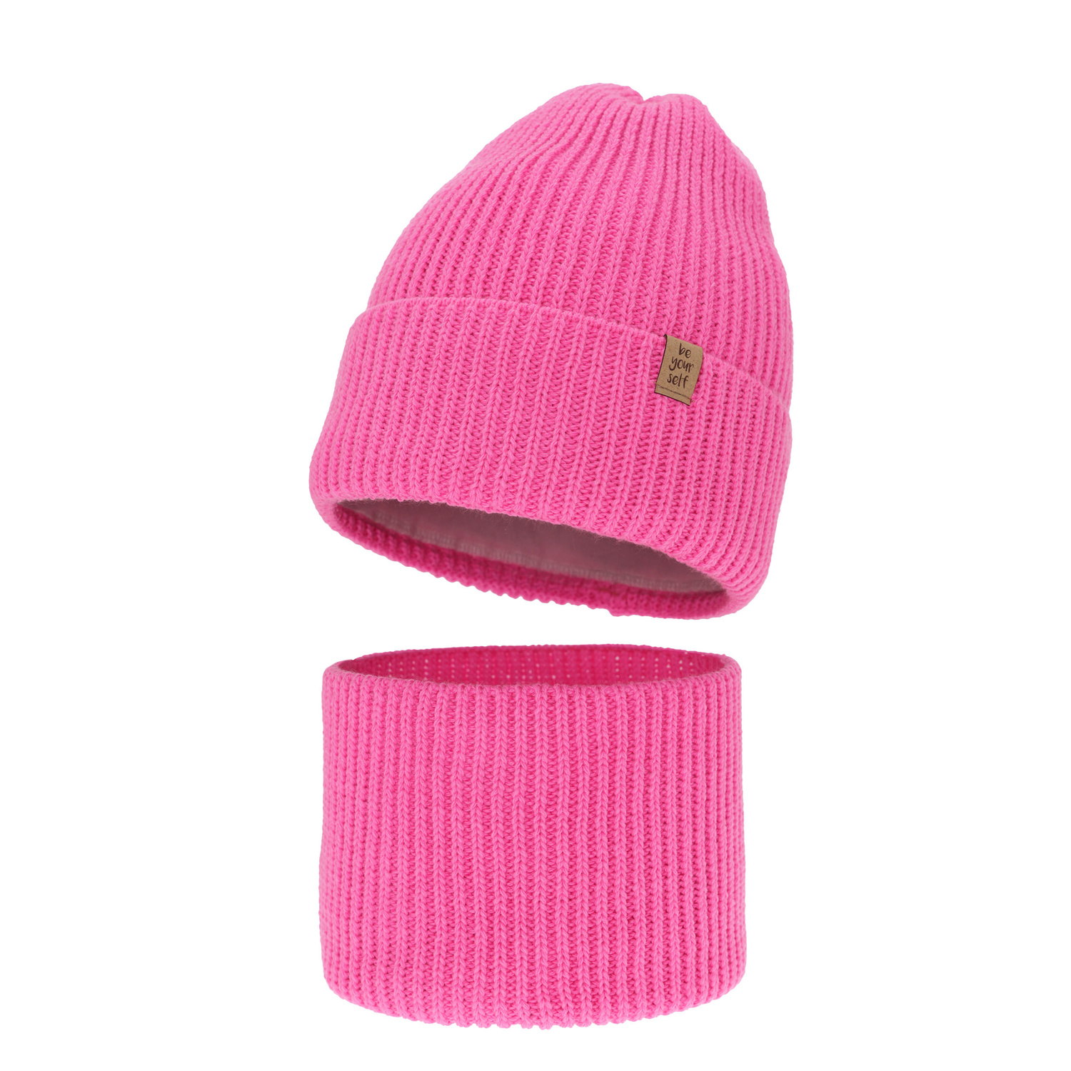 Set de iarnă pentru fete: căciulă și fular circular roz Edera