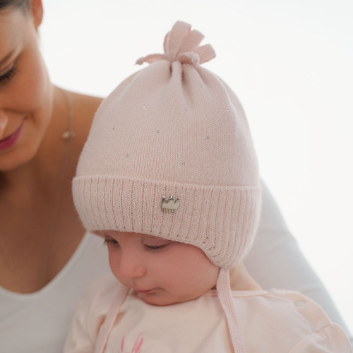 Căciulă de primăvară-toamnă pentru fete roz cu urechi Oliwka