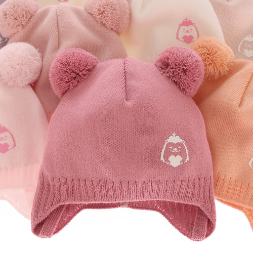 Căciulă de primăvară-toamnă pentru fete violet cu 2 pompoane Bunia