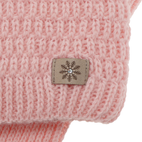 Set de iarnă pentru fete: căciulă și fular circular ecru cu pompon Germina