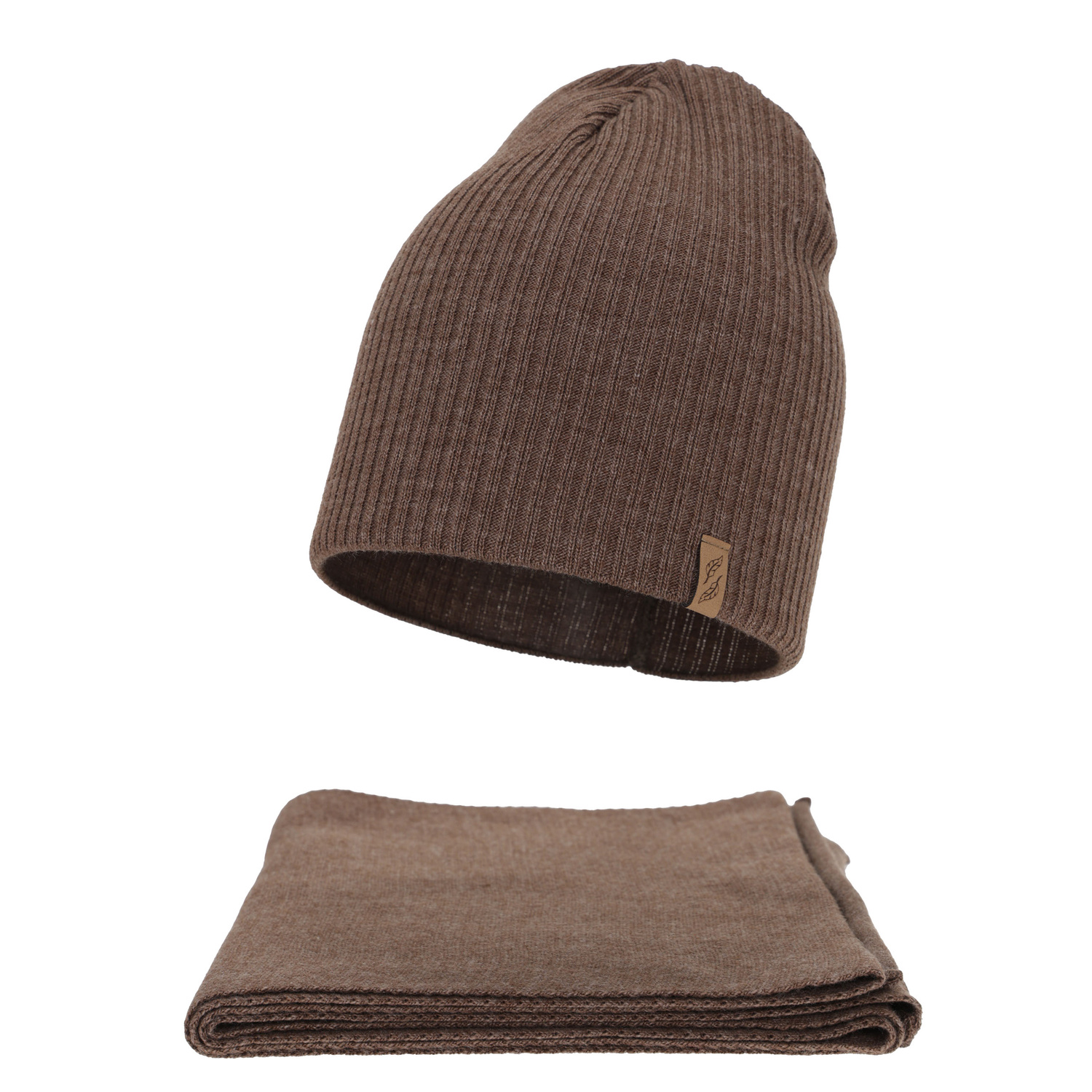 Set de iarnă pentru femei: căciulă și fular, maro, Fena