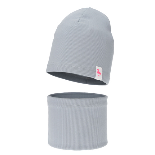 Set de primăvară-toamnă pentru fete bumbac: căciulă și fular circular, gri, Rumilla