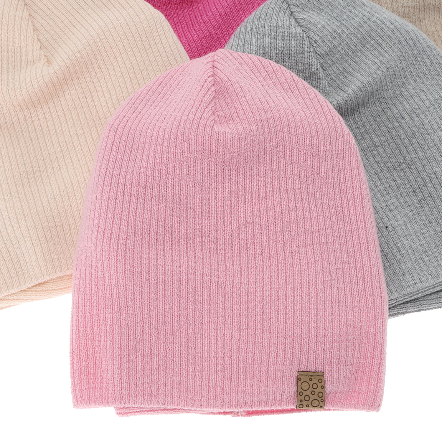 Set de primăvară-toamnă pentru fete: căciulă și fular circular ecru 100% lână merino extra fină Ricona