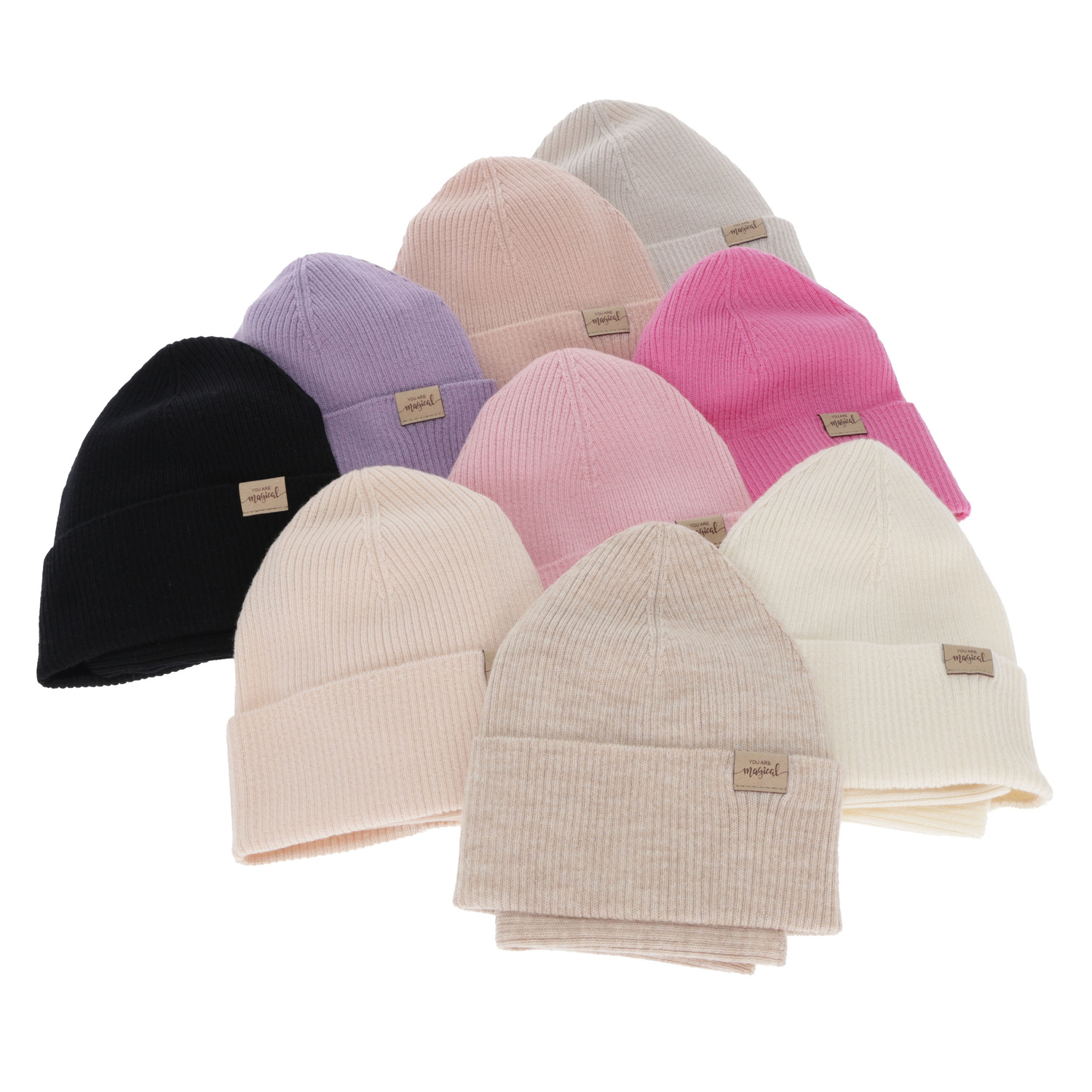 Set de primăvară-toamnă pentru fete: căciulă și fular circular, cremă, 100% lână merino, Magenta