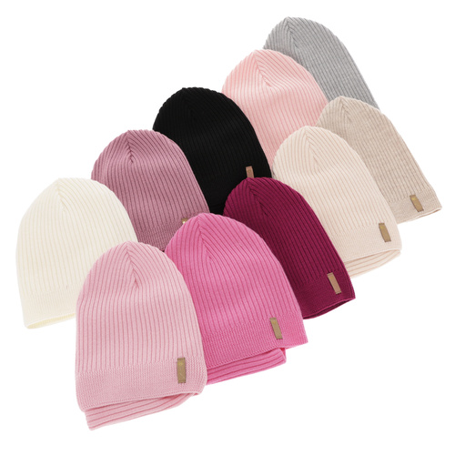 Set de primăvară-toamnă pentru fete: căciulă și fular circular negru 100% lână merino extra fină Chelsie