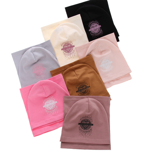 Set de primăvară-toamnă pentru fete bumbac: căciulă și fular circular ecru Esmeralda