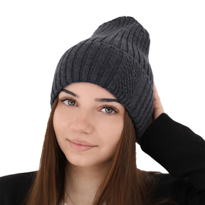 Căciulă de iarnă pentru femei gri 100% lână merino extra fină Ariga