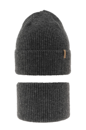 Set de iarnă pentru fete: căciulă și fular circular gri Edila