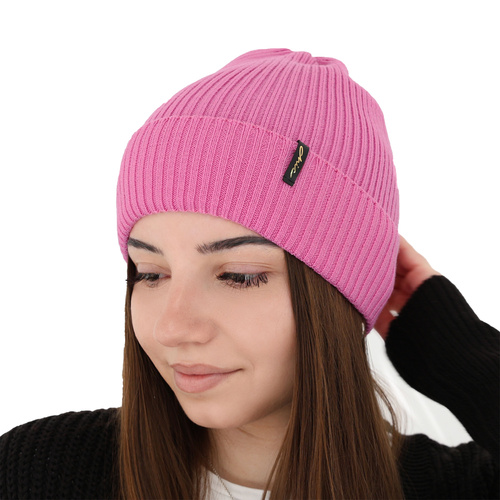 Căciulă de iarnă pentru femei roz 100% lână merino extra fină Megan