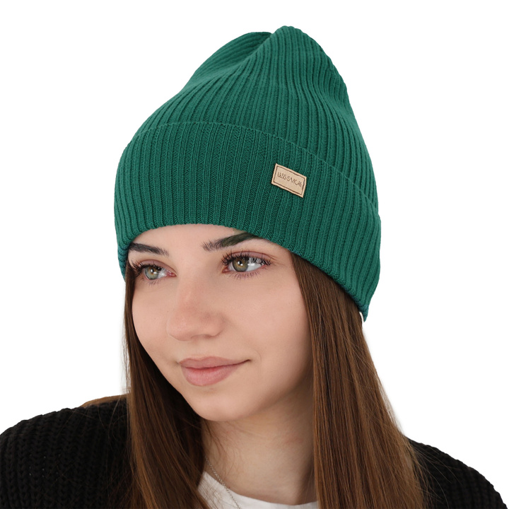 Căciulă  pentru femei primăvară/iarnă verde 100% lână merino extra fină Sophie