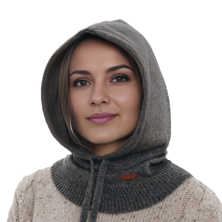 Balaclava de iarnă pentru femei, gri, cu lână, Elizabeth