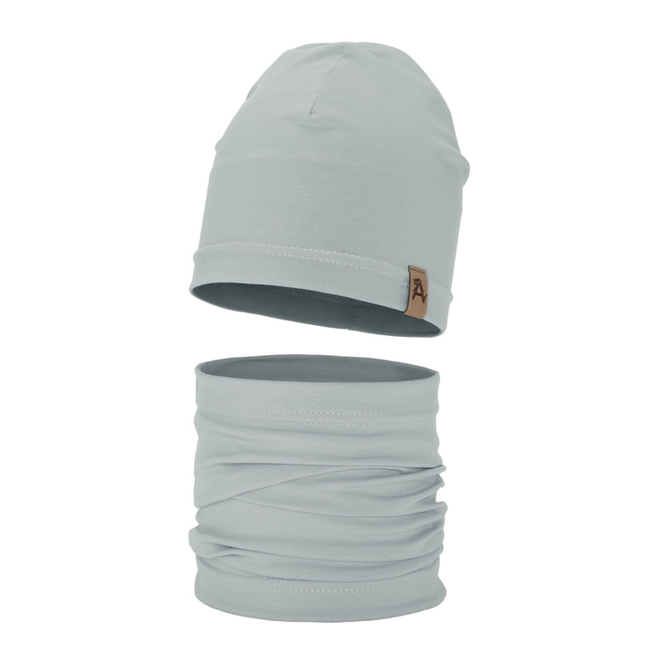 Set primăvară-toamnă pentru băieți: Căciulă și fular circular gri Griffin