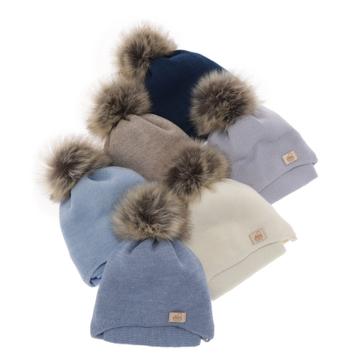 Set de iarnă pentru băieți: Căciulă și fular din lână merino bej Anastazy