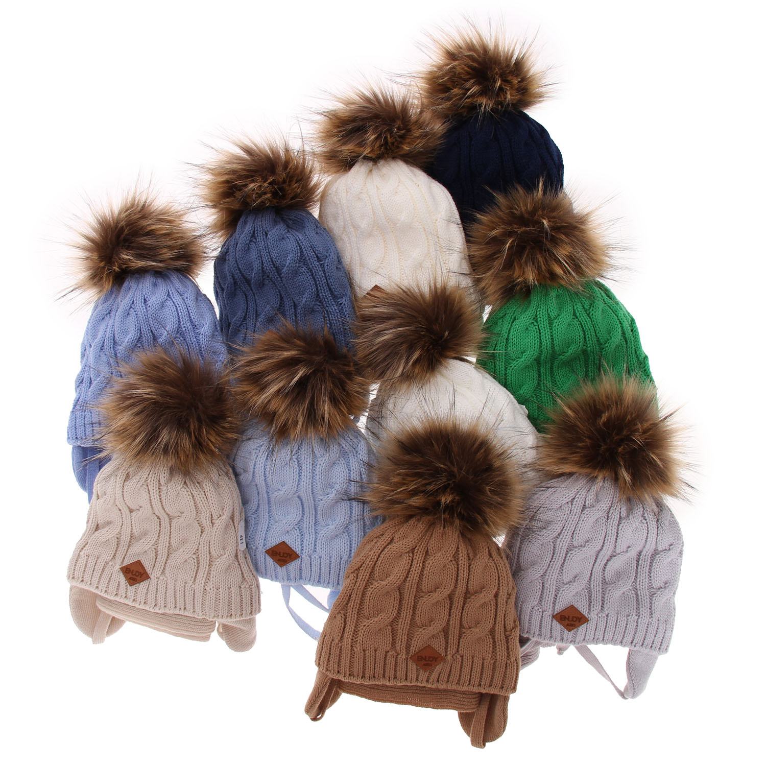 Set de iarnă pentru băieți: Căciulă și fular camel cu pompon Minor