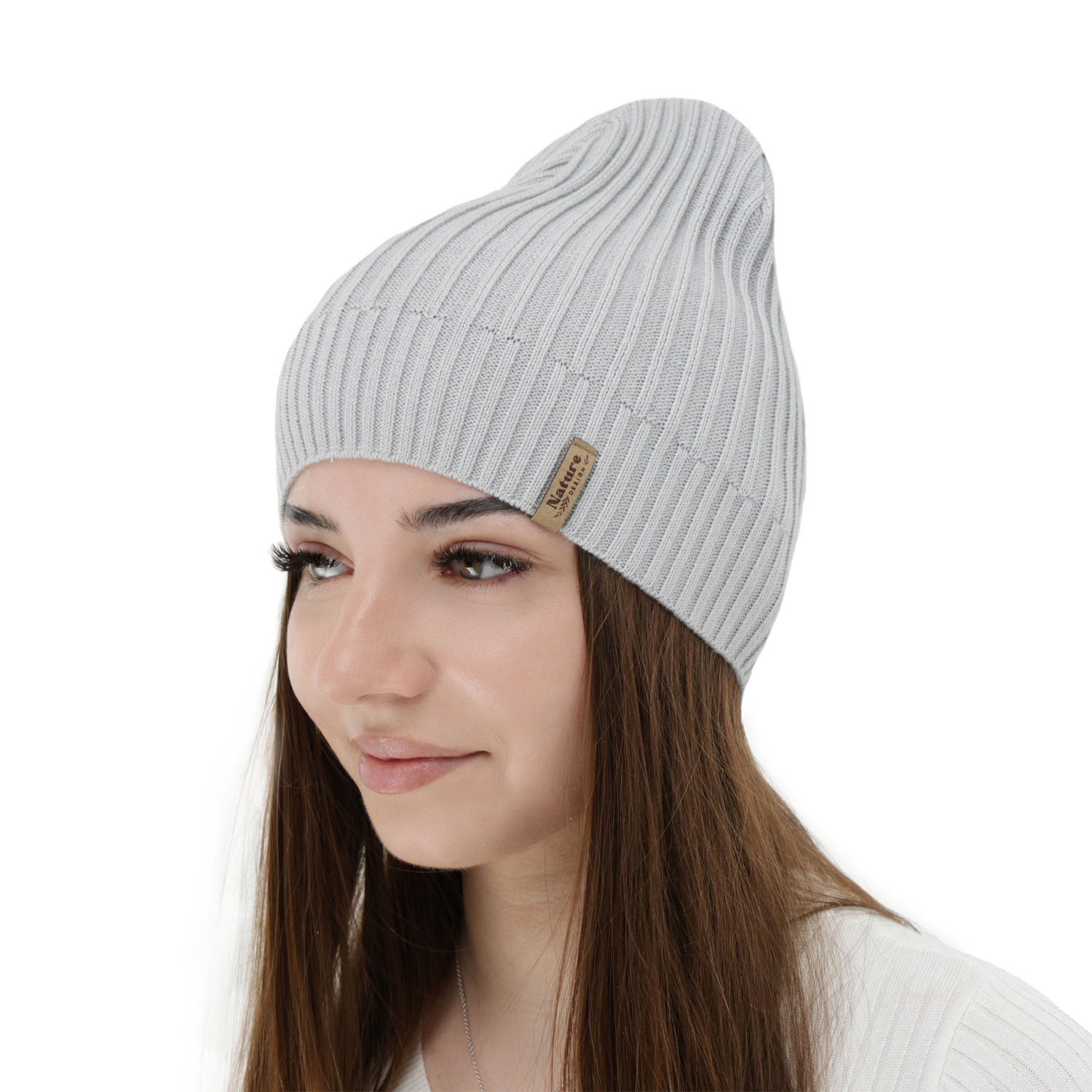 Căciulă de primăvară-toamnă pentru femei, cu bumbac, albă Mirona