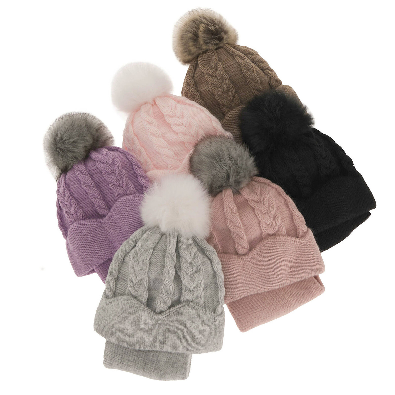 Set de iarnă pentru fete: căciulă și fular circular roz cu pompon Etula