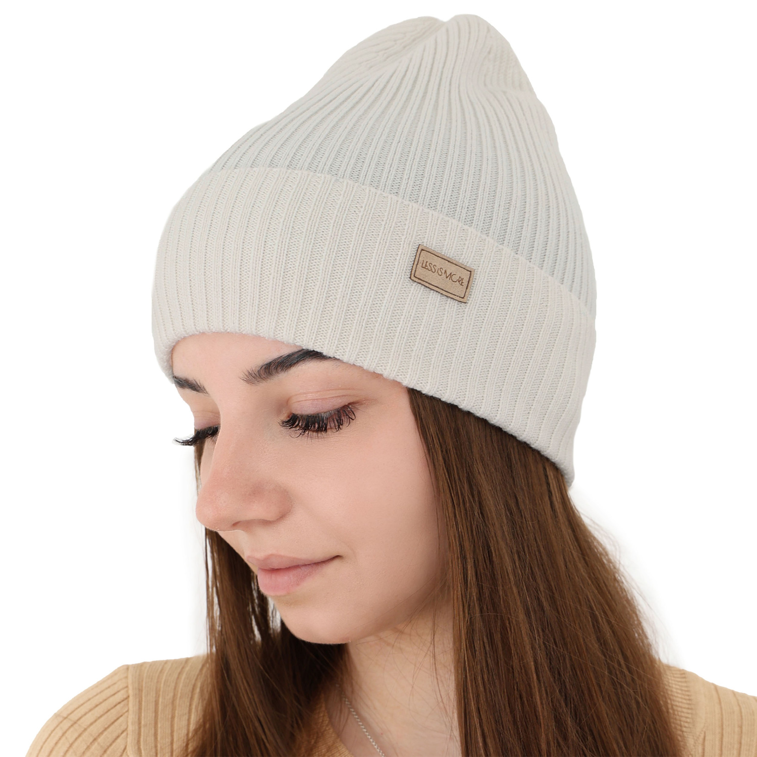 Căciulă  pentru femei primăvară/iarnă bej 100% lână merino extra fină Sophie