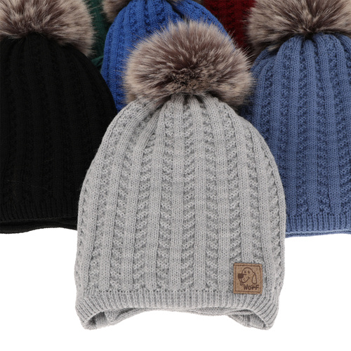 Set de iarnă pentru băieți: Căciulă și fular circular camel cu pompon Endo